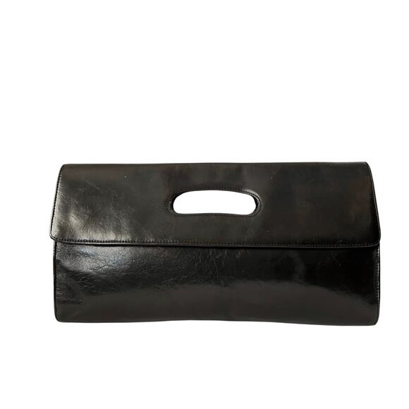 HOBO Handbags - HOBO Katrina Black Leather Cut Out Clutch Bag - Y2K Minimalist Handbag